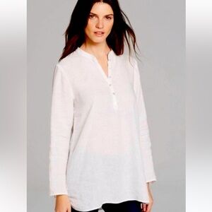 Eileen Fisher White Irish Linen Tunic Top Size Medium